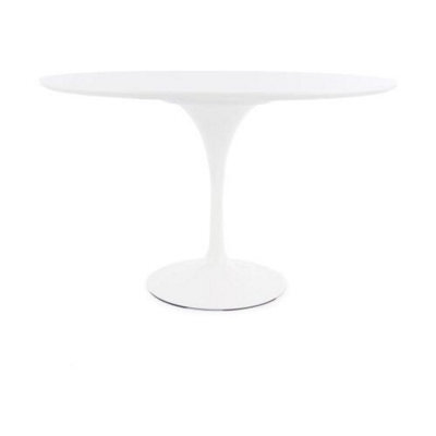 Fusion Living Tulip Set - White Large Circular Table And Four Chairs With Luxurious Cushion Turquoise - image 1