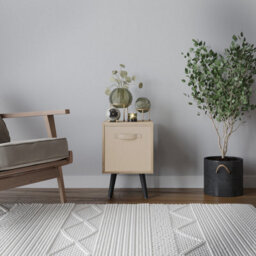 Urbn-Living Urbnliving 51Cm Height Oak Wooden Cube Storage Bookcase Beige Inserts Scandinavian Black Legs - thumbnail 2