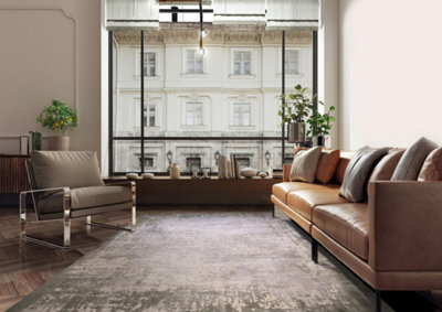 Furniturebox Uk Iona Textured Green Border Rug 120X170 - image 1