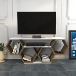 Decorotika Honey Tv Stand Tv Unit For Tvs Up To 55 Inch Walnut And White