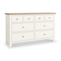 Farro Coconut White Xl 8 Drawer Chest With Washed Oak Top - Fully Assembled By Roseland Furniture - thumbnail 1