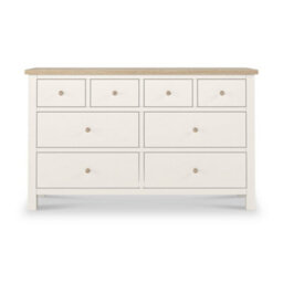 Farro Coconut White Xl 8 Drawer Chest With Washed Oak Top - Fully Assembled By Roseland Furniture - thumbnail 3