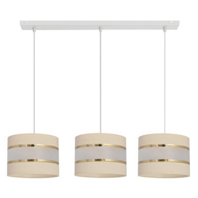 Luminosa Lighting Luminosa Helen Straight Bar Pendant Ceiling Light Ecru, Gold, White 65Cm - image 1