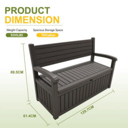 Alivio 265L Outdoor Storage Bench Box With Padlock Compatibility, Weather-Resistant Garden Storage Seat (Grey) - thumbnail 7
