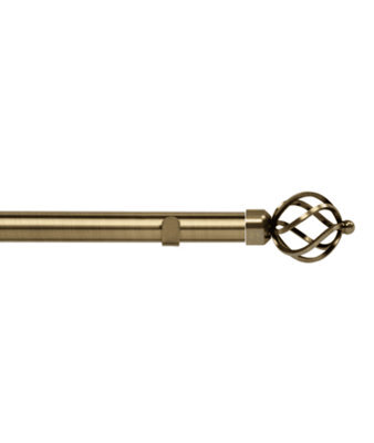 Unknown 28mm Fixed Length Metal Eyelet Curtain Pole Set In Antique Brass - Cage Finial, 220Cm - image 1