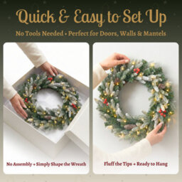 Evre 60 Cm Pre-Lit 50 Led Christmas Wreath With Artificial Berries And Pine Cones, Wall Hanging Decoration - thumbnail 7