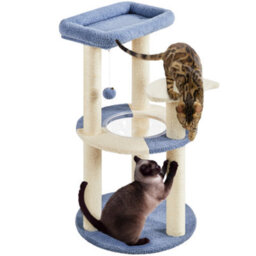 Yaheetech Blue/beige 90Cm Tall Ocean Cat Tower With Transparent Cat Bed - thumbnail 9