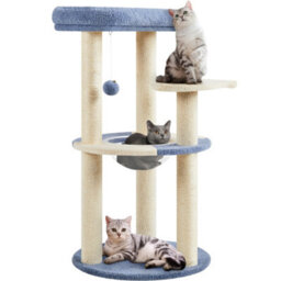 Yaheetech Blue/beige 90Cm Tall Ocean Cat Tower With Transparent Cat Bed - thumbnail 2