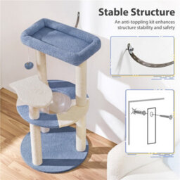 Yaheetech Blue/beige 90Cm Tall Ocean Cat Tower With Transparent Cat Bed - thumbnail 7