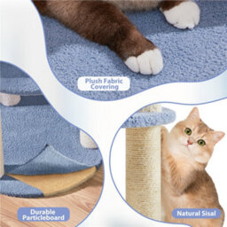 Yaheetech Blue/beige 90Cm Tall Ocean Cat Tower With Transparent Cat Bed - thumbnail 4