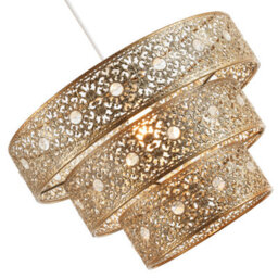 Happy Homewares Polished Gold Acrylic Gem Moroccan Style Triple Tier Pendant Lighting Shade - thumbnail 5