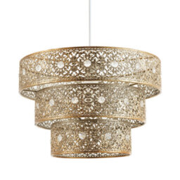 Happy Homewares Polished Gold Acrylic Gem Moroccan Style Triple Tier Pendant Lighting Shade - thumbnail 2