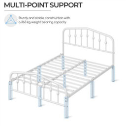 Yaheetech White 4Ft6 Double Metal Bed Frame With Arched Headboard And Footboard - thumbnail 9