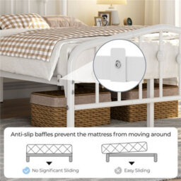 Yaheetech White 4Ft6 Double Metal Bed Frame With Arched Headboard And Footboard - thumbnail 8