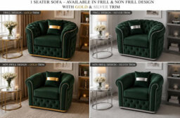 Stratus Interiors Ambassador Sofa Chesterfield Toronto Silver Trim Plush No Frill - 1 Seater Sofa For Living Room - Green - thumbnail 3
