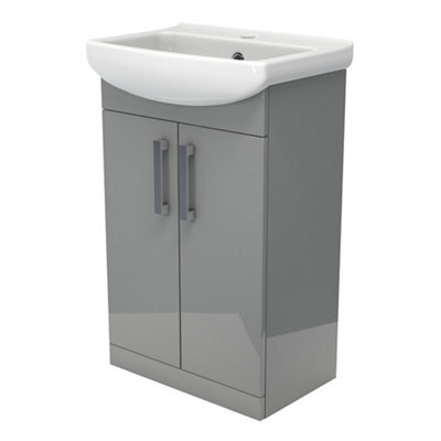 Ardenno Gloss Grey Vanity Unit & Basin Set (W)550mm (H)880mm