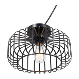 Thehotsale E26 60W Black Modern Semi-Flush Metal Lantern Shape Ceiling Light - thumbnail 6