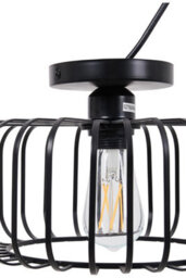 Thehotsale E26 60W Black Modern Semi-Flush Metal Lantern Shape Ceiling Light - thumbnail 5