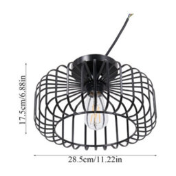 Thehotsale E26 60W Black Modern Semi-Flush Metal Lantern Shape Ceiling Light - thumbnail 9