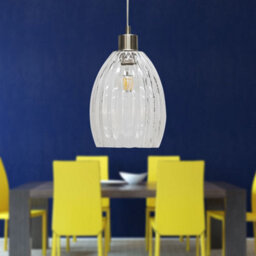 First Choice Lighting Set Of 2 Birch - Clear Fluted Glass With Satin Nickel Pendant Fittings - thumbnail 5