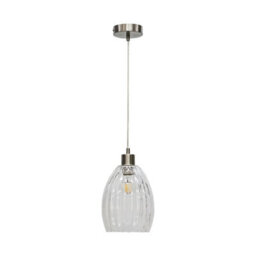 First Choice Lighting Set Of 2 Birch - Clear Fluted Glass With Satin Nickel Pendant Fittings - thumbnail 2