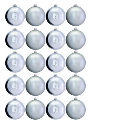 Christmas Tree World 15Cm Silver Bauble Set Shiny/matt (20 Pc) - image 1
