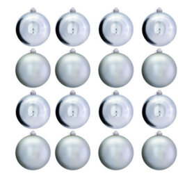 Christmas Tree World 15Cm Silver Bauble Set Shiny/matt (20 Pc) - thumbnail 3