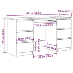 Walplus Writing Desk Artisan Oak 140X50X77 Cm Engineered Wood - thumbnail 9