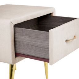 Beliani Beige Velvet Bedside Table 1 Drawer Minimalist Nightstand W46 X D38 X H49Cm - thumbnail 7