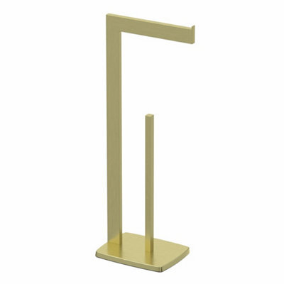 Brushed Brass Freestanding Toilet Roll Holder Storage Square Modern Bathroom - image 1