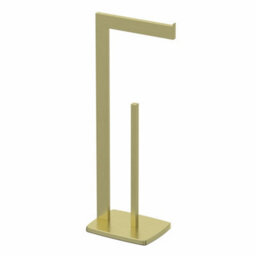 Brushed Brass Freestanding Toilet Roll Holder Storage Square Modern Bathroom
