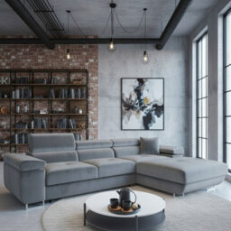Torezio Mini L Shaped Sofa Bed With Adjustable Headrests Storage Dolfn Mechanism 280X170X70-90Cm Grey Right - thumbnail 2