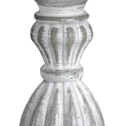 Wyld Haus Milan Distressed Grey Carved Wooden Table Lamp With Cream Linen Shade - thumbnail 3