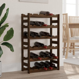 Vidaxl Wine Rack For 30 Bottles Brown Solid Wood Pine