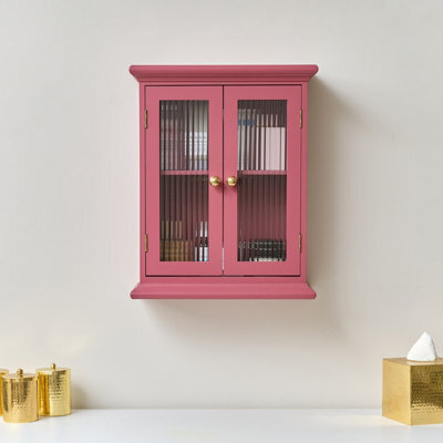 Melody Maison Raspberry Pink Reeded Glass Wall Cabinet - image 1