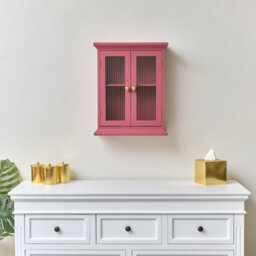 Melody Maison Raspberry Pink Reeded Glass Wall Cabinet - thumbnail 7