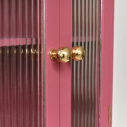 Melody Maison Raspberry Pink Reeded Glass Wall Cabinet - thumbnail 5