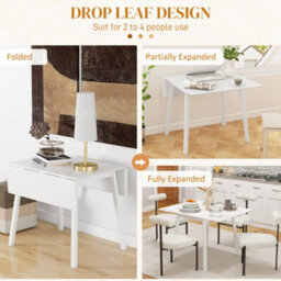 Homcom Extendable Kitchen Table For 2-4, Folding Drop Leaf Dining Table, White - thumbnail 4