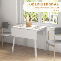 Homcom Extendable Kitchen Table For 2-4, Folding Drop Leaf Dining Table, White - thumbnail 6