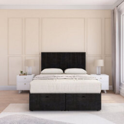 Sloomy Kansas End Lift Ottoman Bed 3Ft With Sprung Memory Mattress - Black Plush & Headboard- Single - thumbnail 3