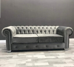 Stratus Interiors Regal Classic Chesterfield Sofa Deep Button Soft Velvet & Wool Fabric - 1 Seater