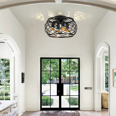 Komore 4-Light Black Iron Semi Flush Ceiling Light,e14 - image 1