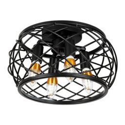 Komore 4-Light Black Iron Semi Flush Ceiling Light,e14 - thumbnail 5