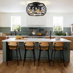 Komore 4-Light Black Iron Semi Flush Ceiling Light,e14 - thumbnail 3
