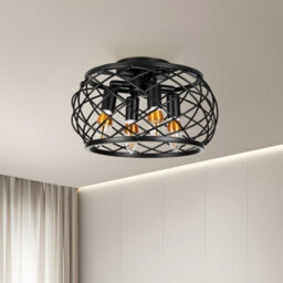 Komore 4-Light Black Iron Semi Flush Ceiling Light,e14 - thumbnail 2