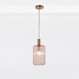 First Choice Lighting Set Of 2 Blush Pink And Gold Fluted Glass Design Pendant Fittings - thumbnail 2