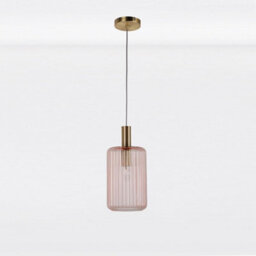 First Choice Lighting Set Of 2 Blush Pink And Gold Fluted Glass Design Pendant Fittings - thumbnail 6