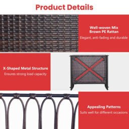 Costway Hanging Porch Swing Chair Rattan Woven Rocking Chair W/ Cushion & Rope - thumbnail 9