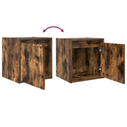 Berkfield Wall-Mounted Bedside Cabinet Smoked Oak 38X34X40 Cm - thumbnail 9