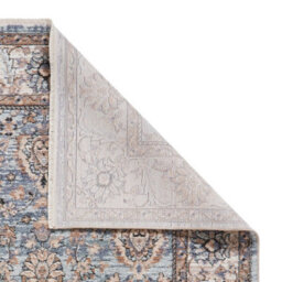 Blue Traditional Bordered Floral 10mm Thick Stain-Resistant Rug For Bedroom, Living Room, & Dining Room-60Cm X 230Cm (Runner) - thumbnail 7